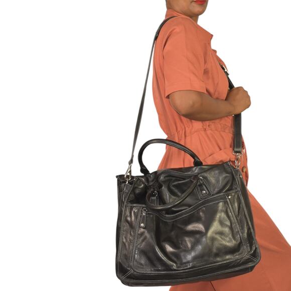 Levenger Leather Laptop Bag Black Padded Sleeve Shoulder Strap Handle Briefcase - Picture 8 of 16